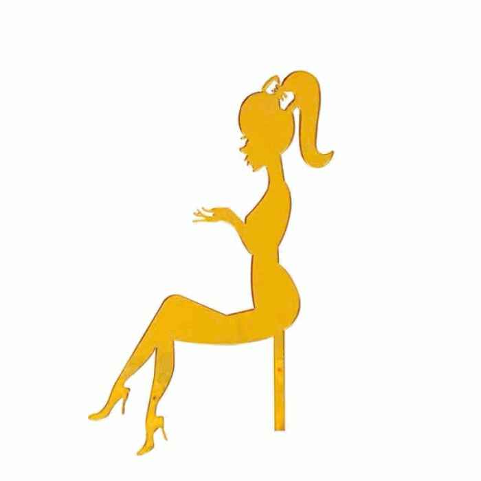 Thẻ Meka Cô Gái Ngồi Vàng phụ kiện trang trí bánh kem/bánh sinh nhật