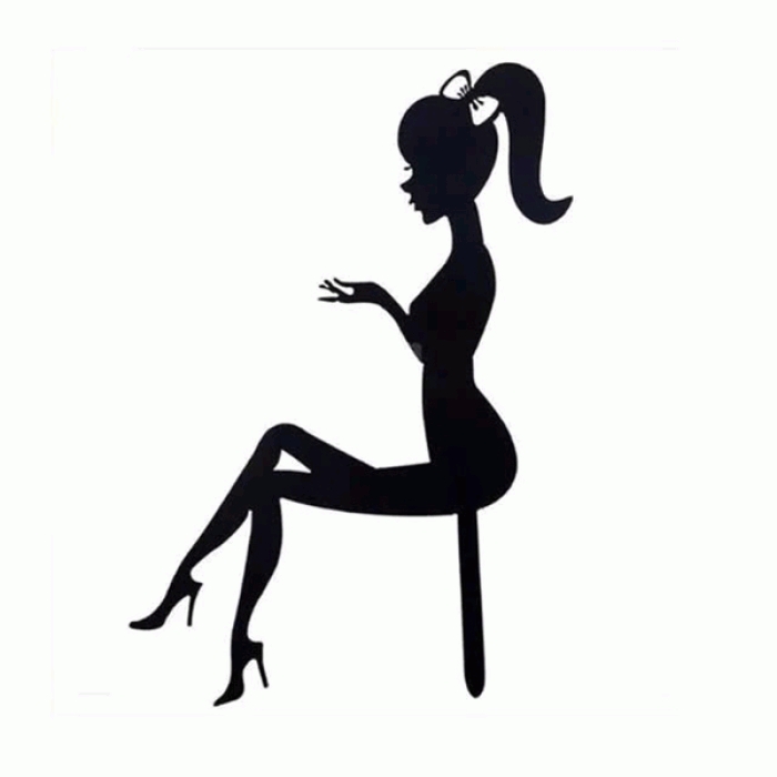 Thẻ Meka Cô Gái Ngồi Đen phụ kiện trang trí bánh kem/bánh sinh nhật 