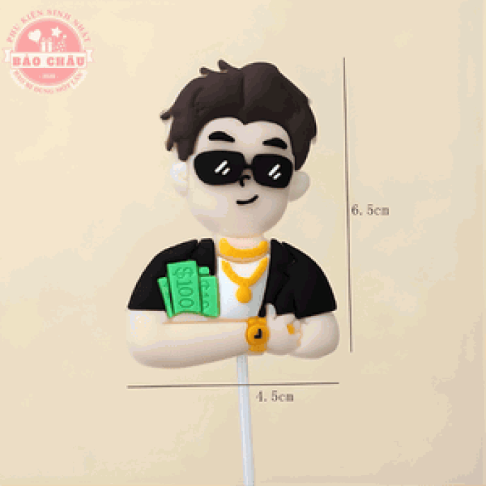 Silicon Con Trai Đeo Vòng Cổ - Phụ kiện trang trí bánh kem, bánh sinh nhật