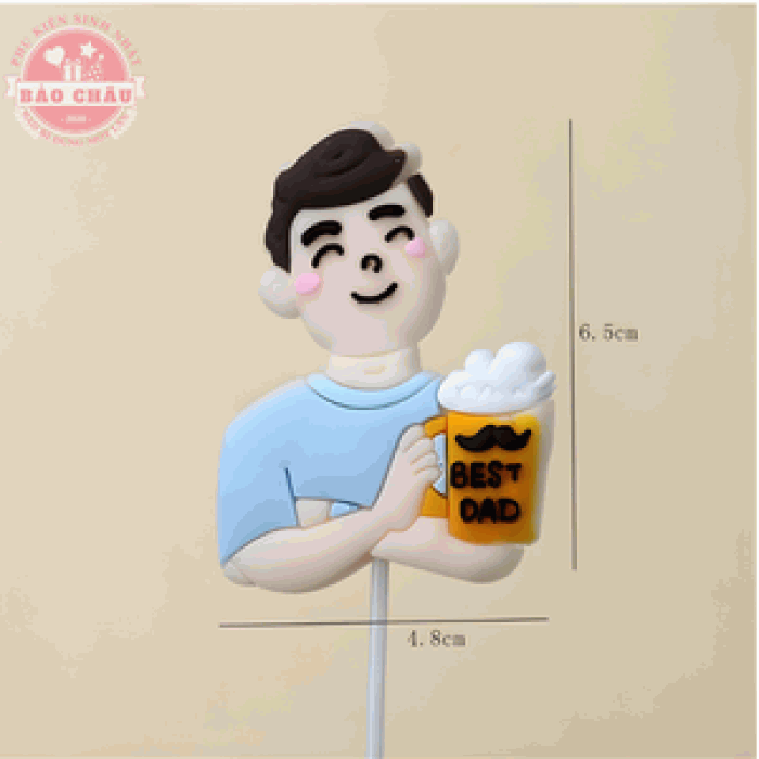 Silicon Con Trai Uống Bia - Phụ kiện trang trí bánh kem, bánh sinh nhật