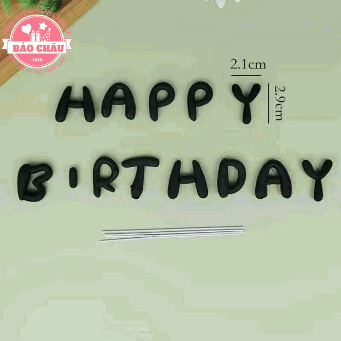 Silicon Đen Happy Birthday - Trang trí bánh sinh nhật bánh kem