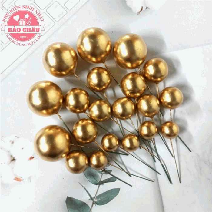  40 Bi Bóng Nhựa Vàng Đồng size 2, 2, 5, 3, 4cm Đủ Màu Trang Trí Bánh Kem, Bánh Sinh Nhật