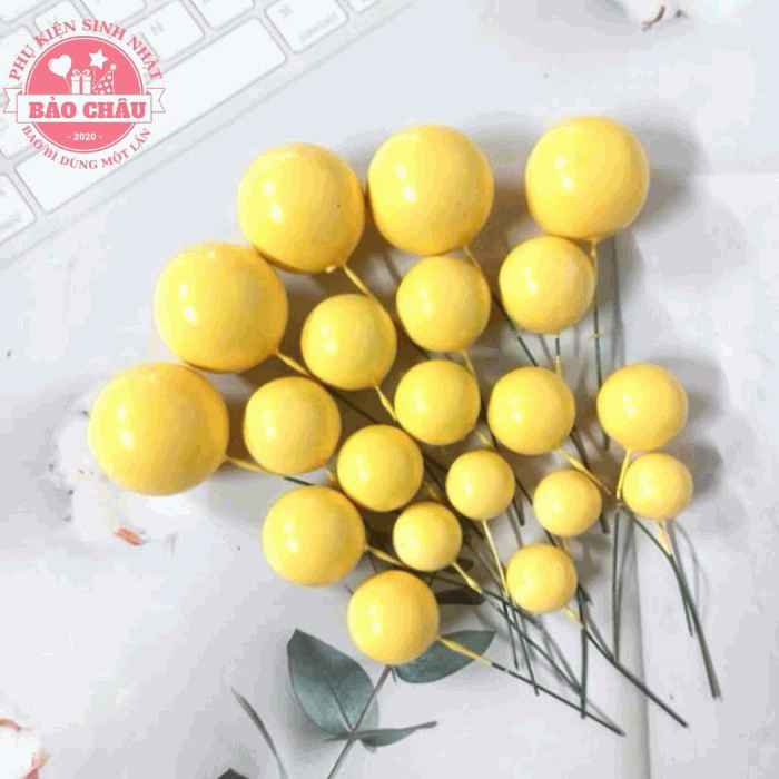 40 Bi Bóng Nhựa Vàng Tươi size 2, 2, 5, 3, 4cm Đủ Màu Trang Trí Bánh Kem, Bánh Sinh Nhật
