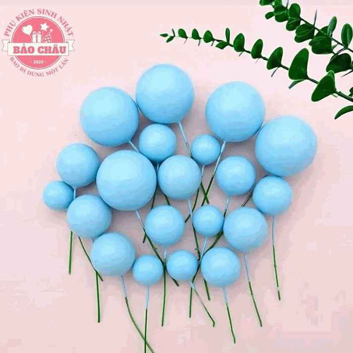 40 Bi Bóng Nhựa Xanh Dương size 2, 2, 5, 3, 4cm Đủ Màu Trang Trí Bánh Kem, Bánh Sinh Nhật