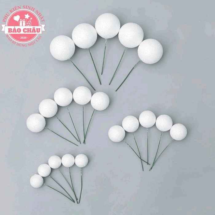 40 Bi Bóng Nhựa Trắng size 2, 2, 5, 3, 4cm Đủ Màu Trang Trí Bánh Kem, Bánh Sinh Nhật