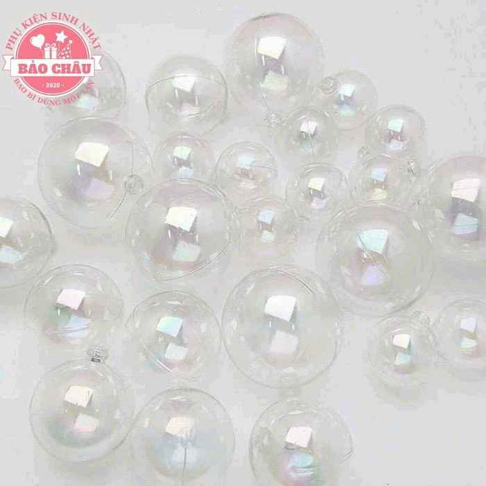 Bộ 3 viên bi Trong Trong trang trí bánh, bi nhựa trang trí Noel