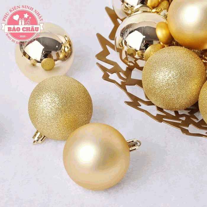 Bộ 3 viên bi màu vàng trang trí bánh kem, bánh sinh nhật, bi nhựa trang trí