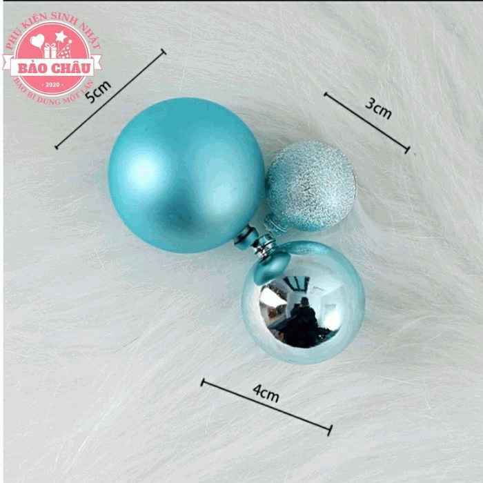 Bộ 3 viên bi màu xanh dương trang trí bánh kem, bánh sinh nhật, bi nhựa trang trí