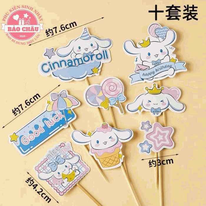 Cắm Giấy cinnamoroll siêu dễ thương trang trí bánh kem cho bé - phụ kiện sinh nhật 5.0