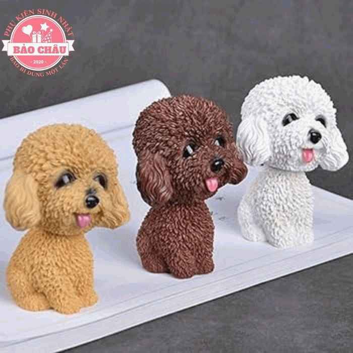 Mô hình chó nhựa nhẹ trang trí bánh sinh nhật dễ thương, phụ kiện trang trí bánh kem