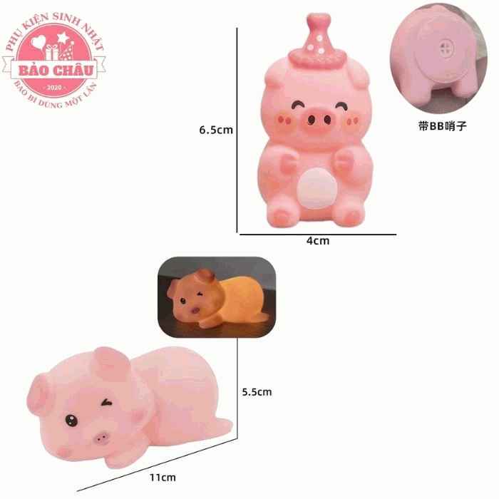 Heo Chó Vịt Có Đèn - Phụ Kiện Trang Trí Bánh Kem