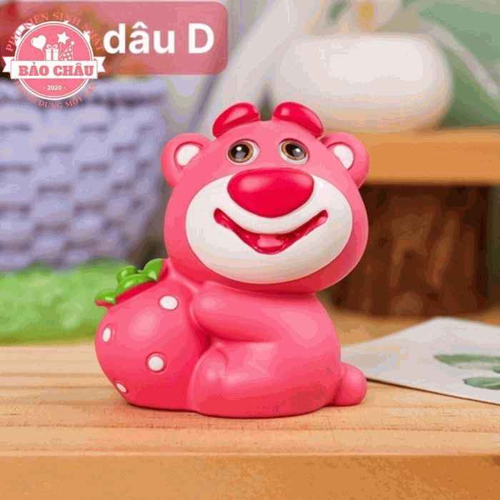 Gấu dâu Losto (ôm dâu) Mẫu trang trí bánh kem - Phụ kiện bánh kem