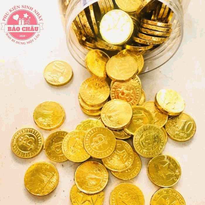 1KG Kẹo Đồng Tiền Vàng Tròn Nhí trang trí bánh kem , bánh sinh nhật