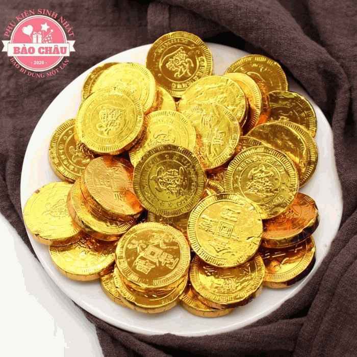 1KG Kẹo Đồng Tiền Vàng Tròn Đại trang trí bánh kem , bánh sinh nhật