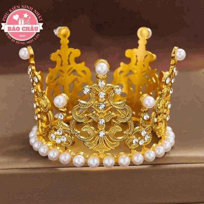 Vương Miện Công Chúa vàng mini trang trí bánh kem, trang trí bánh sinh nhật