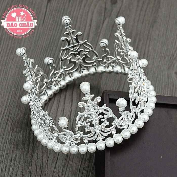 Vương Miện Công Chúa bạc mini trang trí bánh kem, trang trí bánh sinh nhật