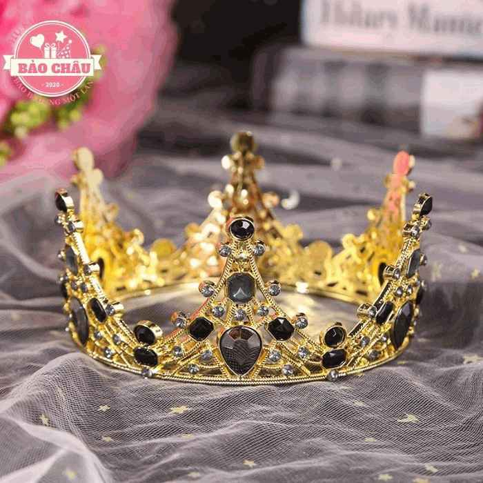 Vương Miện Đá Đen-Vàng trang trí bánh kem, trang trí bánh sinh nhật
