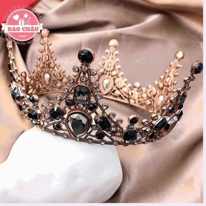 Vương Miện Đá Đen-Nâu trang trí bánh kem, trang trí bánh sinh nhật