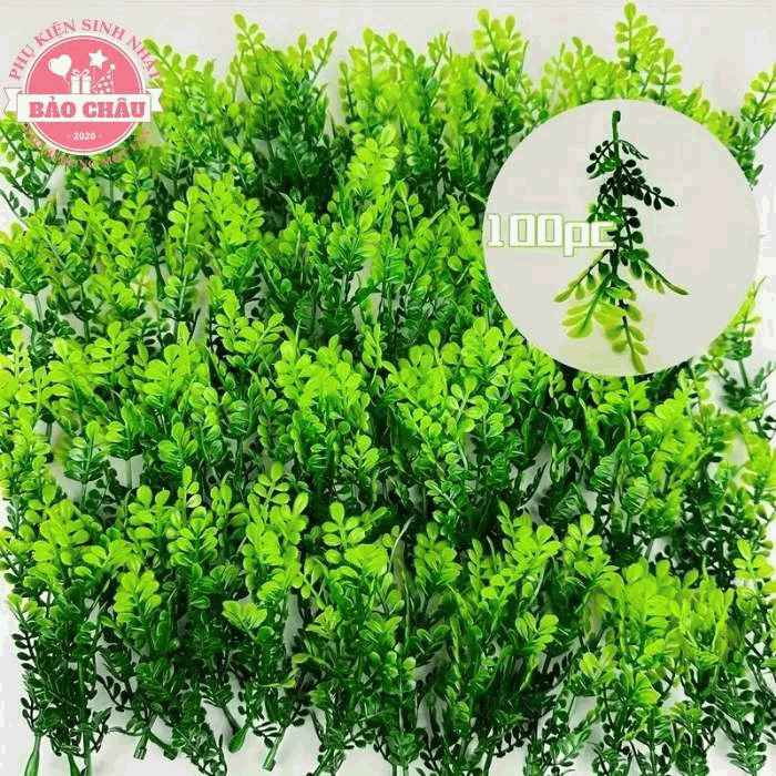 Combo 10 cành lá thanh hương nhựa trang trí bánh kem