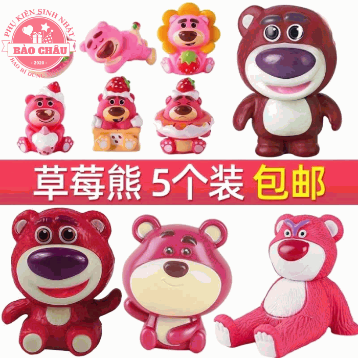 Gấu dâu losto Đủ Mẫu trang trí bánh kem - Phụ kiện bánh kem