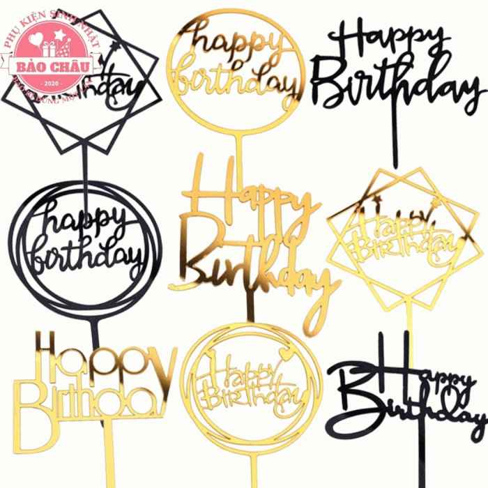 Thẻ Cắm Mica Trang Trí Bánh KEm [FREESHIP❤️]  Thẻ Mica Tráng Gương Trang Trí Bánh Kem ( 10k/ Sấp )