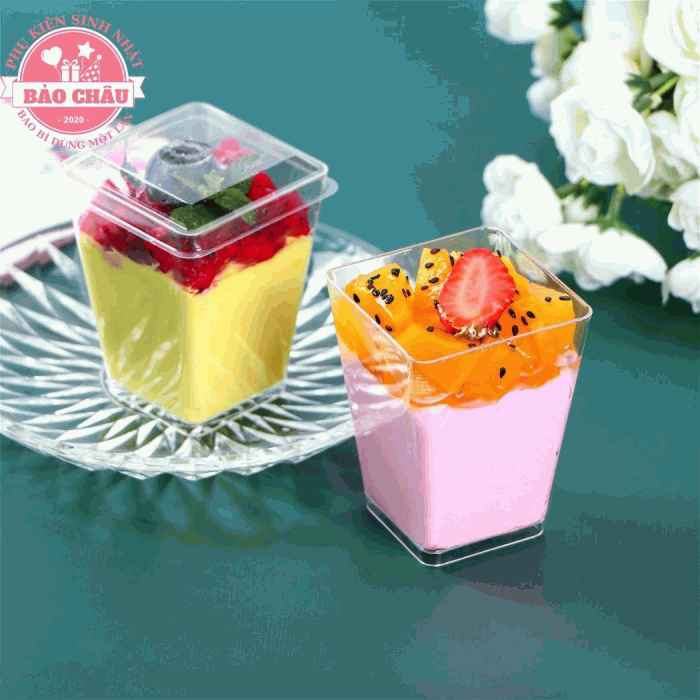 50 Ly Thang Lớn Mica Đựng Bánh Lạnh, Tiramisu, Bánh Macaron, Bánh Các Loại 210ml