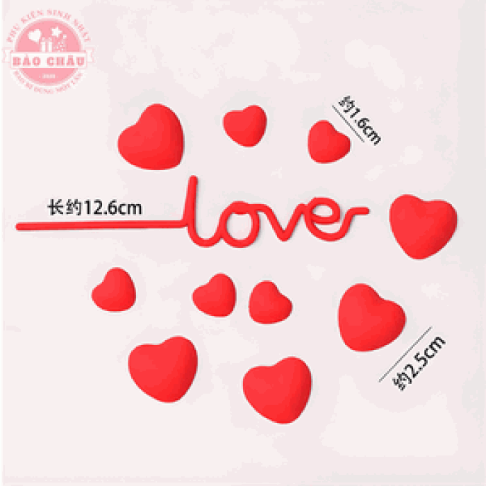 Silicon Trái Tim Kèm LOVE - Trang trí bánh kem, bánh sinh nhật