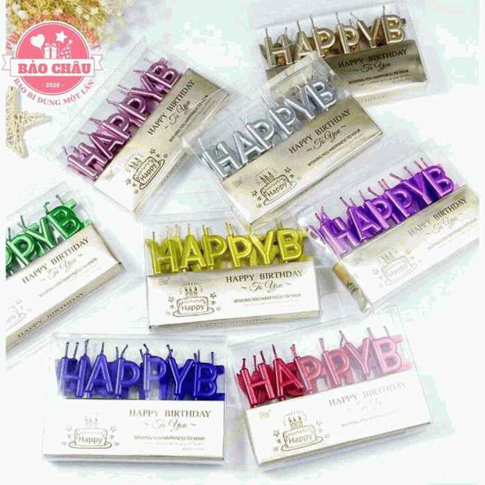 PHỤ KIỆN BÁNH_ Nến HPBD nhũ trang trí bánh kem