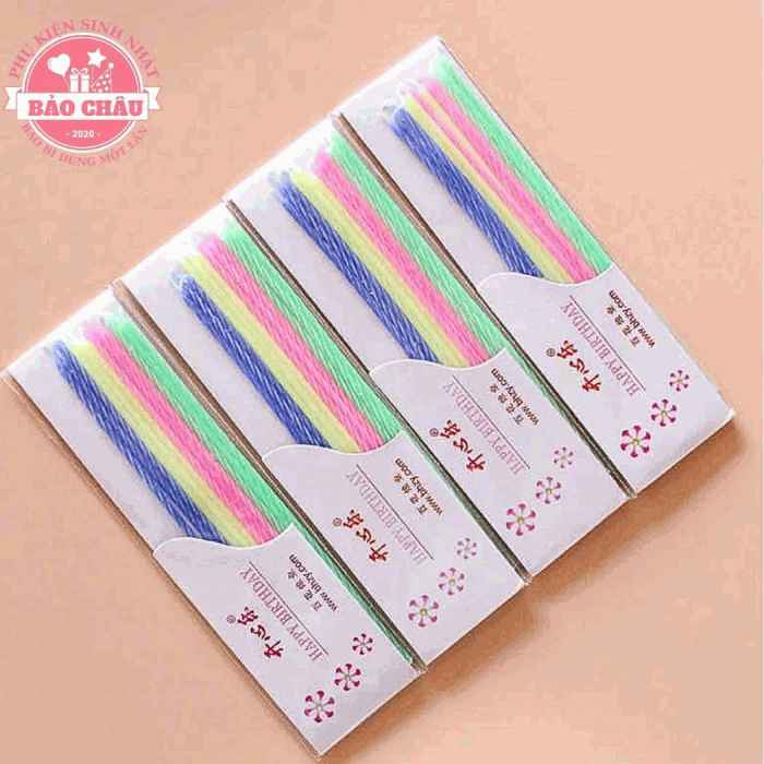 Nến tăm sinh nhật (1 vỉ 12 que), nến xoắn dài, đèn cầy sinh nhật