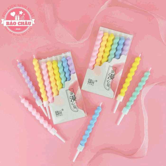 Nến béo xoắn - Nến sinh nhật hiện đại trang trí bánh, nến sinh nhật hot trend cao cấp (1 vỉ)