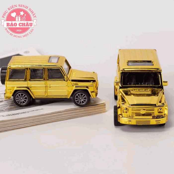 Combo 3 Xe Mercedes vàng mini trang trí bánh sinh nhật, phụ kiện trang trí bánh kem